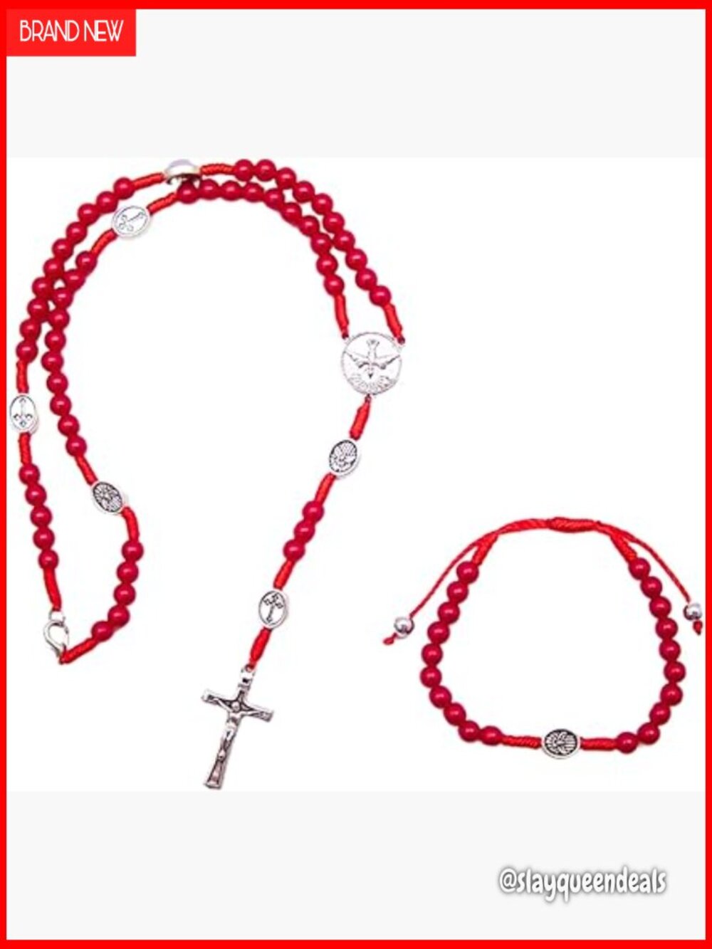 Catholic Confirmation Rosary Necklace & Bracelet Set